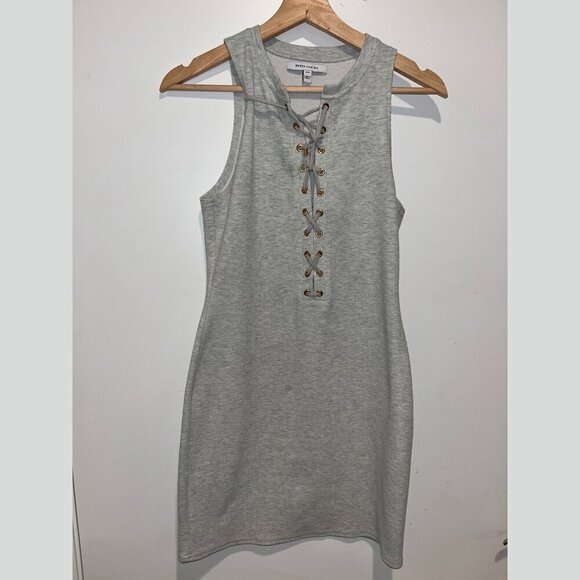 Derek Lam Gray Ribbed Lace UpTank Mini Dress Women’s Size Medium - Picture 2 of 11